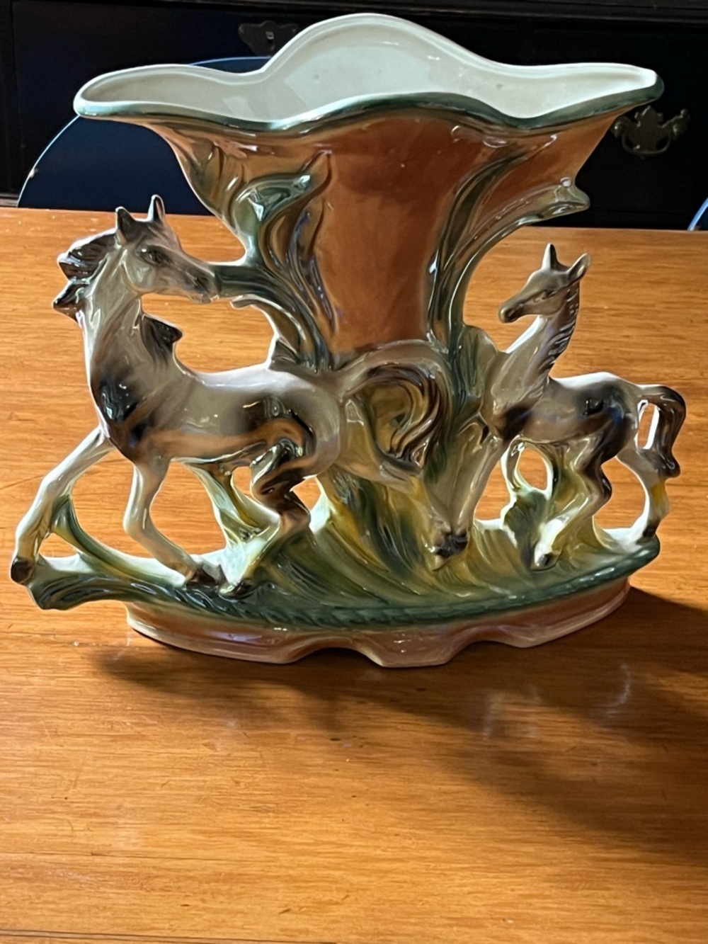 Vintage Italian 50s Mid-Century Opalescent Pearlescent Lusterware Horse XL Vase